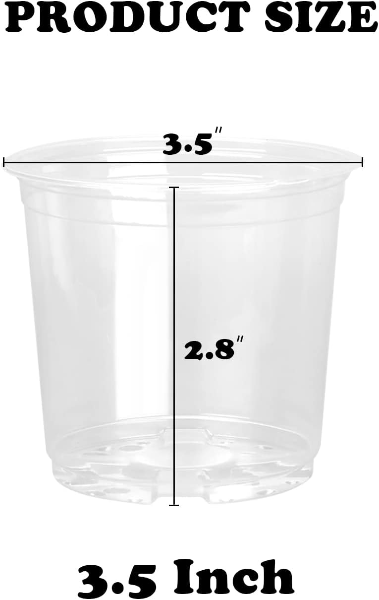 RAOOKIF 25 Pack 3.5 Inch Clear Nursery Pots with Drainage Holes, Flexible Plastic Nursery Pots for Plants, Reusable Garden Flower Pot, Seed Starter Pots - Image 3
